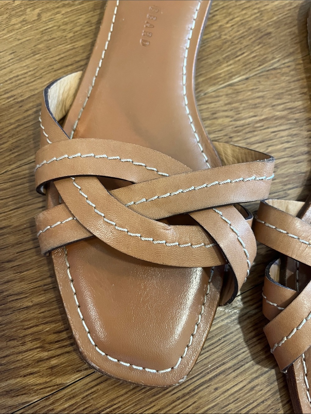 Veronica Beard Braided Tan Leather Slide Mules - Picture 2 of 4
